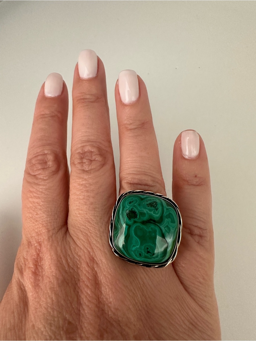Sterling Silver Malachite Statement Ring - Green Malachite
